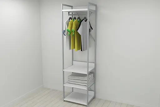 Шкаф Гардероб Уни секция 3 серии Конект Ferrum-decor 220x60x50см Серый металл ДСП Белый 32 мм (FRD-104527)