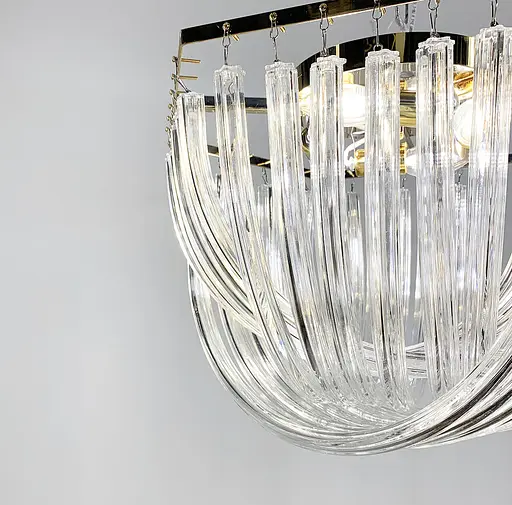 Стельова люстра Newport із закрученими скляними трубками у золотому каркасі Line.F Діаметр 50см - фото 5