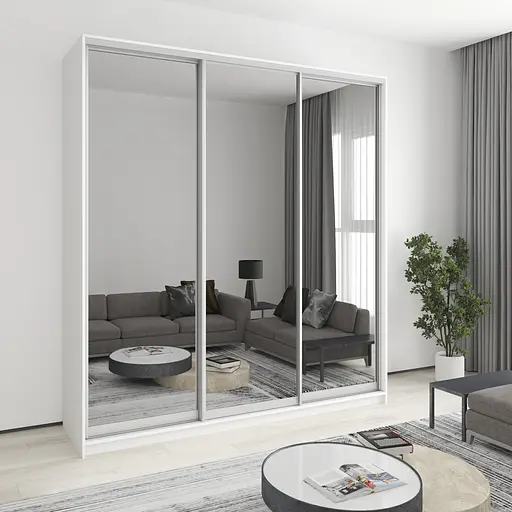 Шкаф-купе трехдверный MebelStar Комбо AL 3 Зеркала 220x60x240 см Аляска белый (MBS-2176)