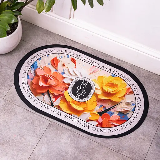 Диатомитовый 3d овальный коврик Beautiful Flowers 38×58 (см) влагопоглощающий коврик для кухни ванны и туалета Yiwu HP-42-55 - фото 2
