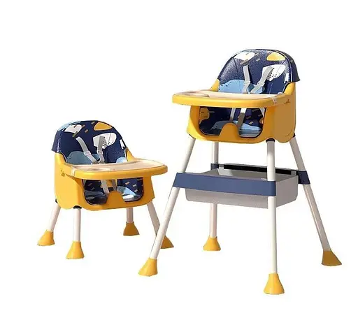 Стульчик для кормления + кресло Стул-Трансформер 2в1 Желто-Синий - фото 1