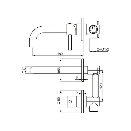 Смеситель для раковины VBI Milano Long chrome скрытого монтажа VBI-050103CH Хром - фото 2
