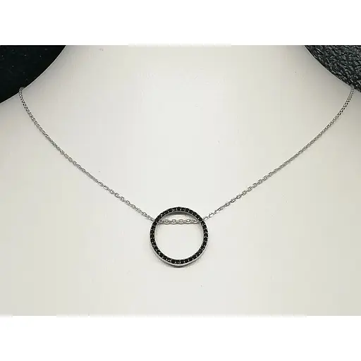 Срібне кольє Qvaliz з фіанітами. 908-00918 Чорний - фото 2