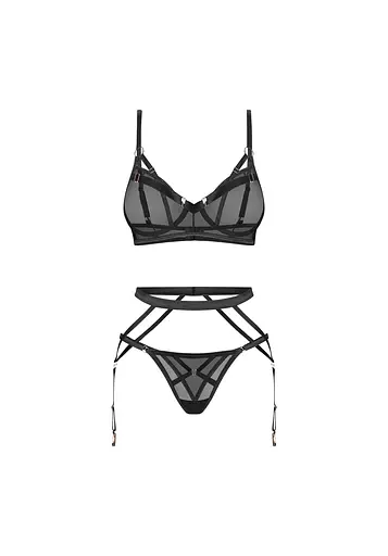 Комплект білизни Obsessive Euridia XL/2XL (чорний) - фото 4