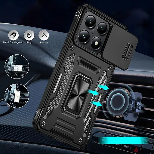 Ударостійкий чохол Epik Camshield Army Ring для Xiaomi 14T Чорний / Black - фото 2