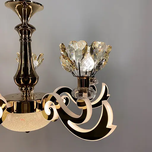 Люстра на 5 кришталевих квіток-плафонів Line.F 86529/5 GD - фото 7