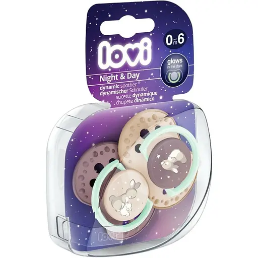 Пустушка силіконова динамічна LOVI Night&Day Girl 0-6 місяців 2 шт. (22/913_newgirl) - фото 4
