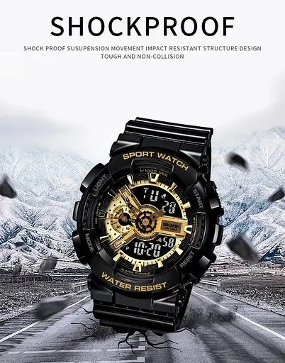 Наручные тактические часы Skmei 1688 (Черный с золотистым) - фото 6