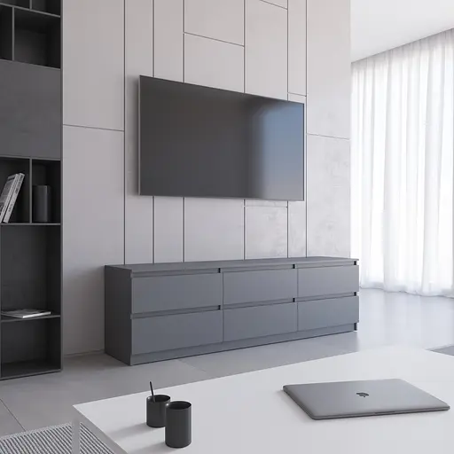 Тумба під телевізор Vays R-12, 6 шухляд без ручок, ЛДСП, 180×40×53 см - фото 9