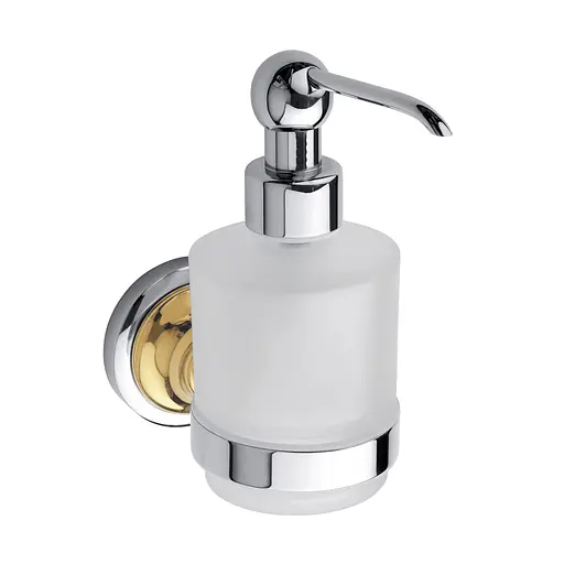 Дозатор для рідкого мила Bemeta Retro настінний скло золото/хром 200 мл 144209108, Золотий - фото 1