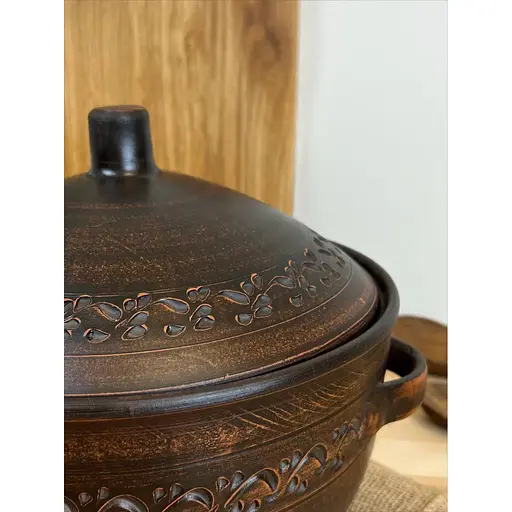 Супник 4 літра керамічний (глиняний) різьблений - фото 3