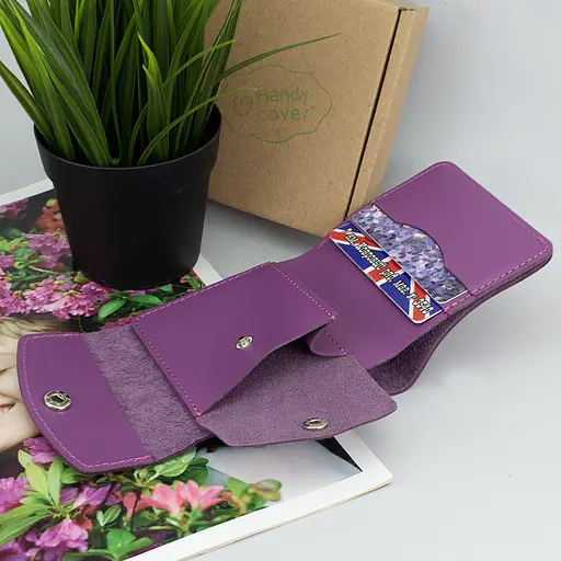 Кошелек женский кожаный маленький на кнопке Handycover HC0062 фуксия - фото 6