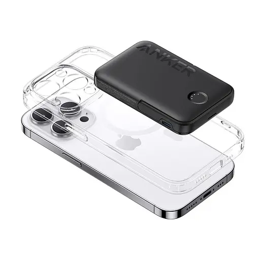 Магнітний Magsafe повербанк Anker A1618 5000 mAh для iPhone з підставкою для телефону чорний - фото 6