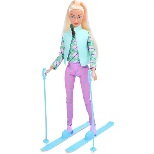 Дитяча лялька Лижниця Defa 8520 Turquoise бірюзовий шарнірна 29 см - фото 1