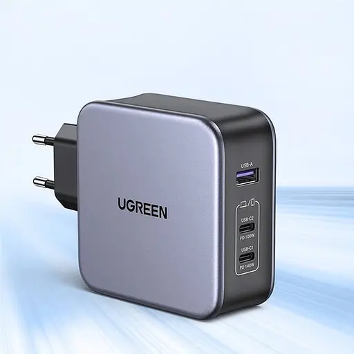 Зарядный комплект блок и кабель 3 порта USB (2хUSB-C+USB-A) Ugreen CD289 140W Gan (90549) - фото 3