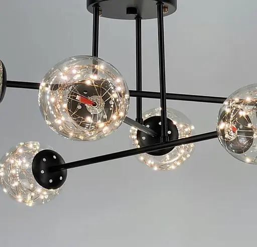 Черная LED люстра на 6 прозрачных плафонов со встроенными светодиодами Line.F K 26/6 BK - фото 3