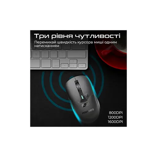Мышка Promate Samo Wireless/Bluetooth Black (samo.black) - фото 3