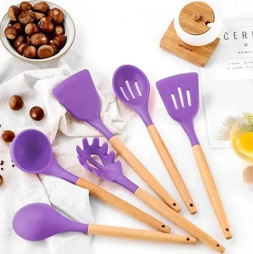 Набір кухонного приладдя Silicone kitchen utensils set 12 предметів Фіолетовий - фото 5