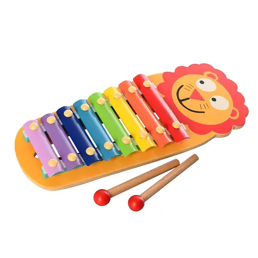 Ксилофон деревянный, животное, 32 см, 8 тонов, 2 палочки (в ассортименте)