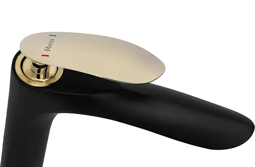Змішувач для умивальника Rea Orbit високий black/золото REA-B2055 Чорний - фото 4