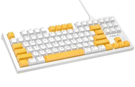 Клавіатура ігрова механічна Aula Mechanical F-3032 White keycaps + 21 Yellow keys KRGD Brown - фото 2