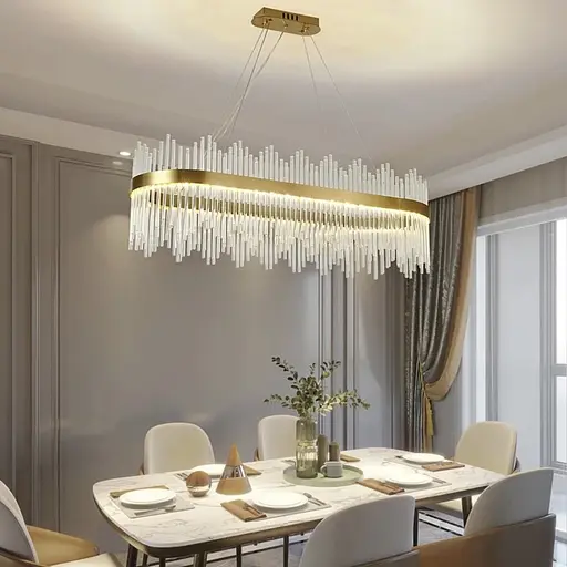 Видовжена підвісна люстра у латунному корпусі 100х40х32 см | Line F | Арт. J881-1000 L AB - фото 2