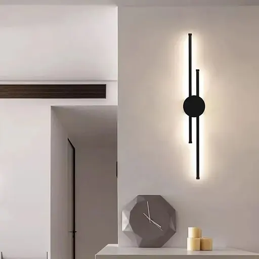 Видовжене подвійне світлодіодне бра Line F 60 см чорне Арт. WB39/600 BK - фото 1