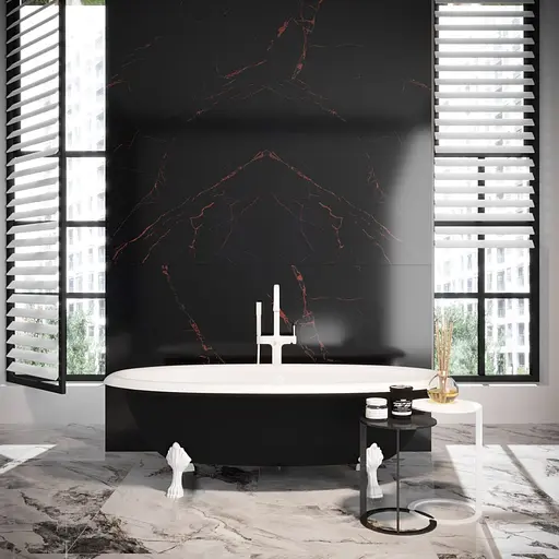 Ванна отдельностоящая матовая Amdcon Olmpa 180x90 черная из литого камня белые ножки OLMPA_180_nzhk_BLACK_MAT Черный матовый - фото 3