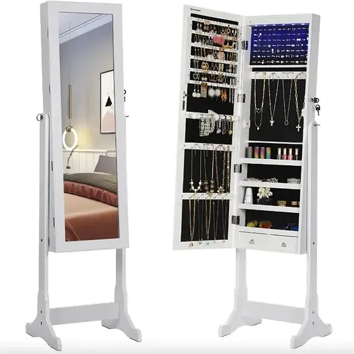 Підлогове дзеркало-шафа Leobert Insignia з підсвіткою білий - фото 2