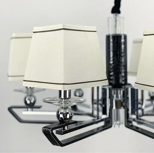 Люстра с черной экокожией на 6 абажуров Line.F S 1449/6 BK - фото 6