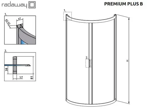 Душевая кабина Radaway Premium Plus B 90x90x190 стекло графит 30473-01-05N - фото 5