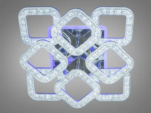 Стельова світлодіодна люстра з пультом, підсвіткою, 90W, хром - фото 2