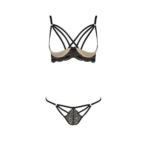 Комплект білизни VALERY Set OpenBra black - Passion Exclusive: стрепи: трусики відкритий ліф 2XL/3XL - фото 5