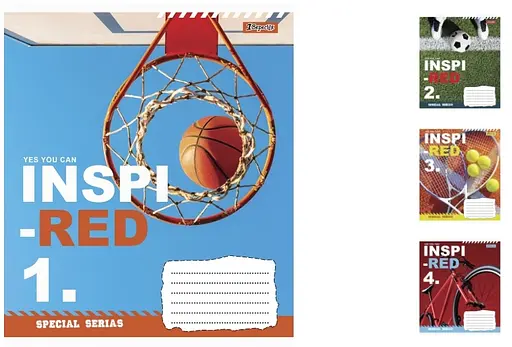 Зошити учнівські 18 аркушів клітинка. 1В Inspired, 25 шт. в упаковці