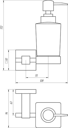 Дозатор для рідкого мила Globus Lux SQ 9433, Хром матовий - фото 2