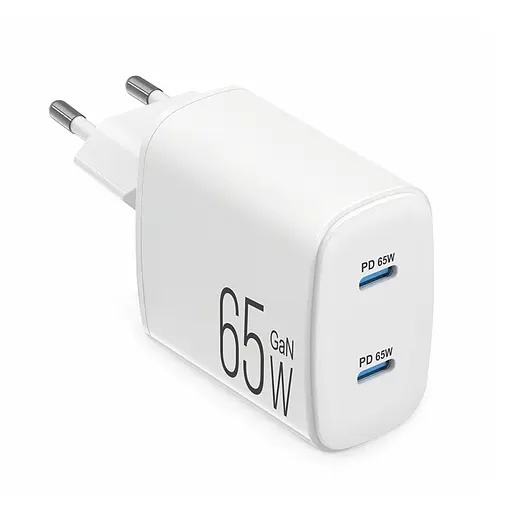 Сетевое зарядное устройство Brevia ePowerGaN PD65W 2xUSB-C белый(44065GDCW)