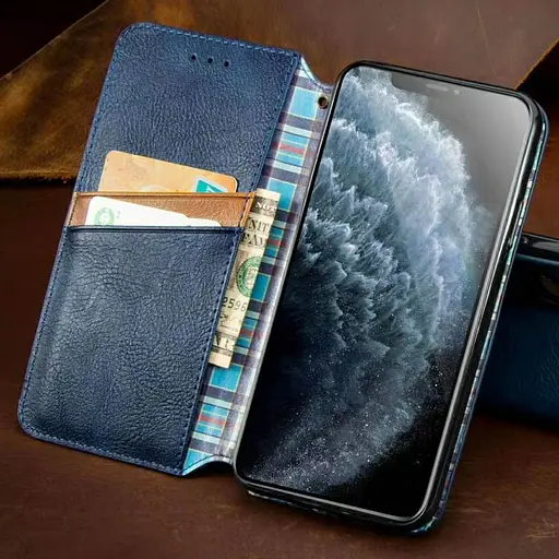 Кожаный чехол-книжка Getman Cubic (PU) для Xiaomi Redmi 9A Синий - фото 3