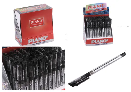Ручка масляная Piano Classic, черная, грип, 50 шт., 195_50_BL - фото 2