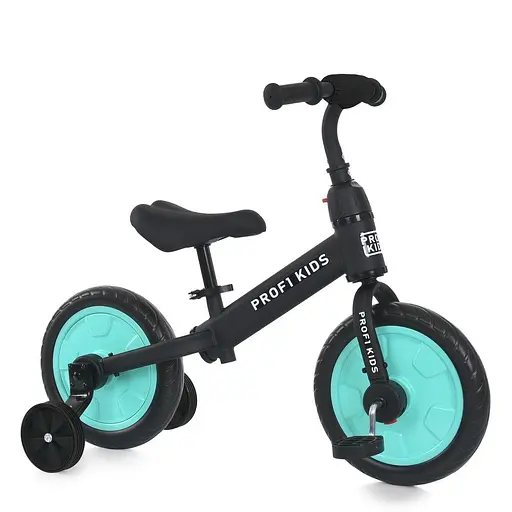Детский беговел-велосипед MBB 1012-1 Profi Kids 12" EVA-колеса эксцентрик черно-голубой - фото 7