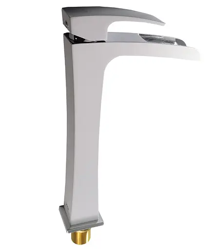 G1007-31 Змішувач для умивальника високий водоспад гайка білий/хром Ø25 Gappo Jacob 1/8, Білий - фото 1