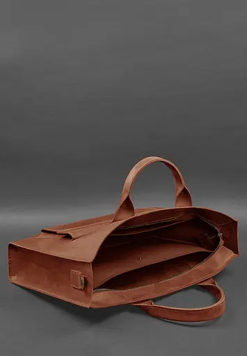 Шкіряна сумка для ноутбука та документів Універсальна світло-коричнева Crazy Horse - фото 6