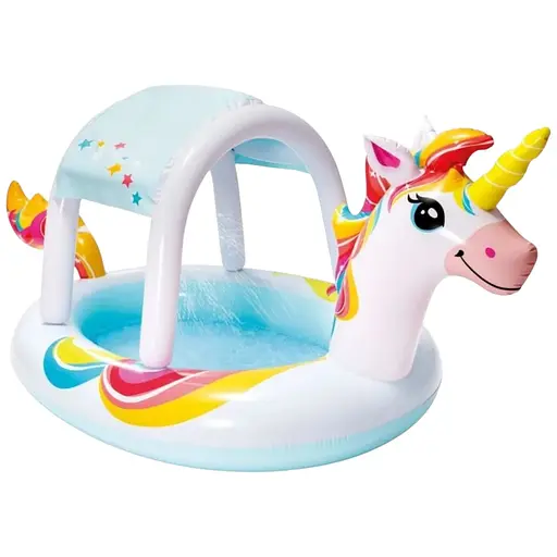 Басейн надувний дитячий Intex 58435 NP Unicorn Spray Pool 254x132x109 см об'єм 130 л від 2 років