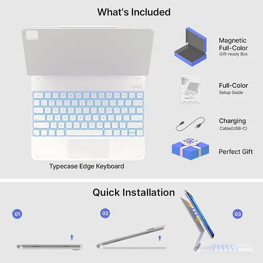 Чохол-клавіатура для iPad Air 13 та iPad Pro 12,9, 6, 5, 4-го, 3-го покоління, Magic Keyboard для iPad Pro 12,9, магнітний чохол - фото 2