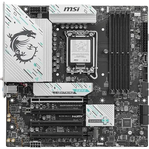 Материнская плата MSI B860M Gaming PLUS WIFI s1851 B860 4xDDR5 M.2 HDMI DP WiFi BT mATX