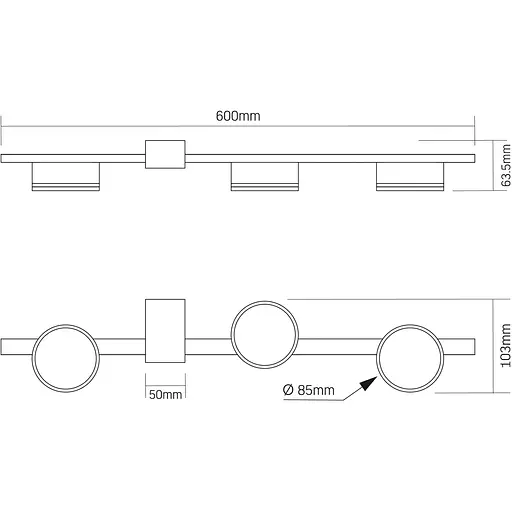 Світильник Videx під лампу 3xGX53 накладний чорний (VL-SPF32-3B) - фото 3