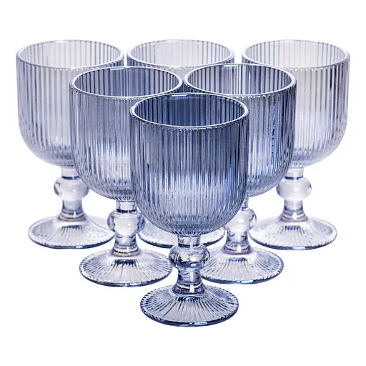 Набір келихів для вина 6 штук по 220 мл на ніжці Блакитний Yiwu HP-19-7114BL - фото 1
