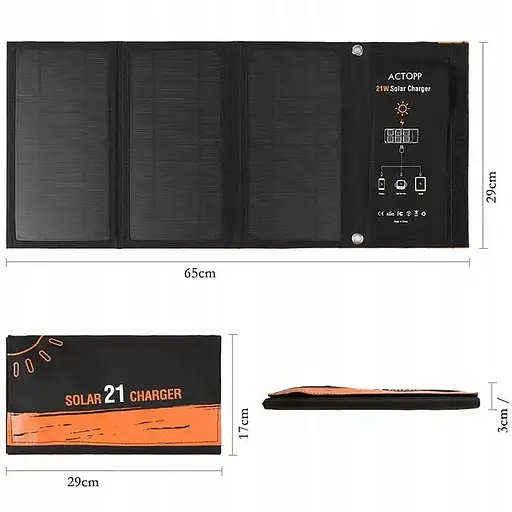 Зарядка на солнечной батарее 21Вт Solar Солнечная панель - фото 4