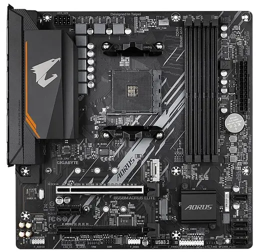 Материнская плата Gigabyte B550M Aorus Elite (B550M AORUS ELITE) (Socket AM4, AMD B550, Micro-ATX) - фото 1