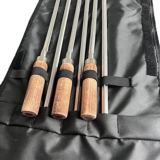 Набір професійних шампурів D14 з дерев'яними ручками в чохлі 6 шт - фото 3