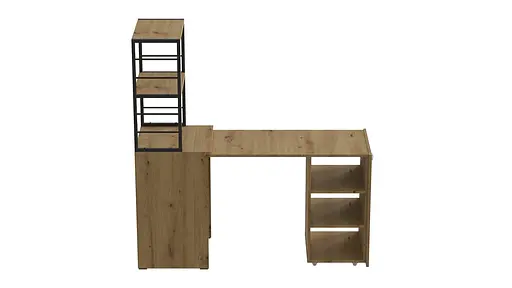 Стіл-тумба трансформер Смарт 4/1 з етажеркою Ferrum-decor 1430x1450x500 Чорний метал ДСП Дуб Артизан 16 мм (FRD-105128) - фото 6